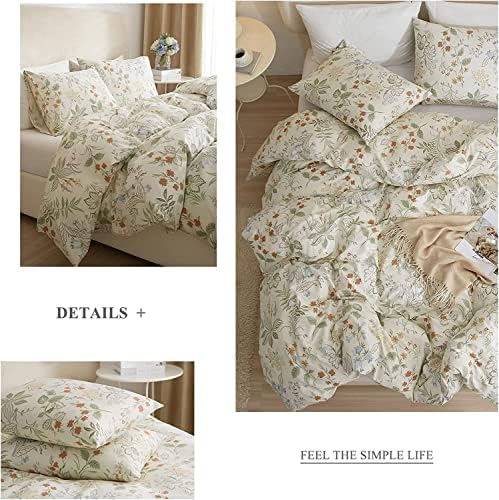HighBuy Garden Floral Duvet Cover Twin Size Cotton Bedding Comforter Cover Set with Zipper Ties,Paisley Jacquard Floral Hotel Quality,1 Duvet Covers and 2 Pillowcases,Twin Bed Set