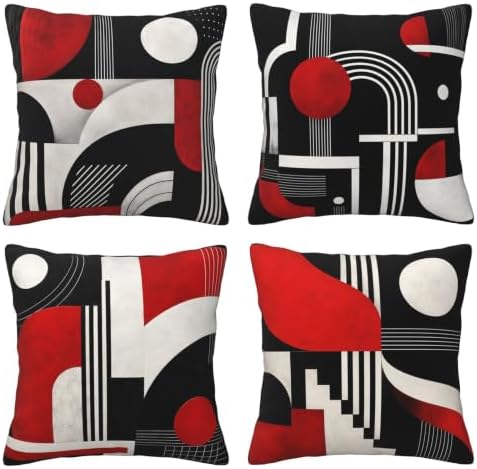 Abstract Geometric Decorative Throw Pillow Covers 18x18 Inch Set of 4