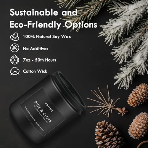 Pine & Clove Candle | Candles for Men - Masculine Candle, Soy Candles for Home Scented, Manly Scented for Home - Gifts for Men -7oz Black Jar