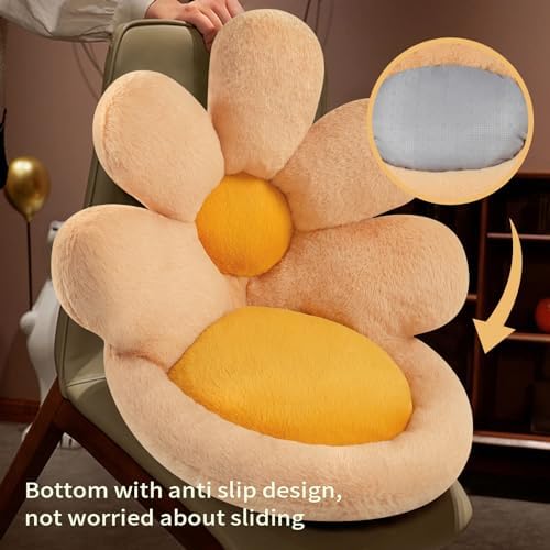 Ditucu Flower Shape Chair Pillow Cute Seat Cushion 19 inch Comfy Lazy Sofa Floor Pillows Dorm Seating for Bedroom Decor Orange