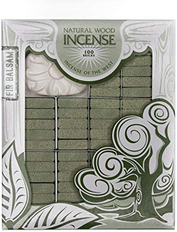 Incienso de Santa Fe - Fir Balsam Natural Wood Incense Bricks with Holder, 100 Count - Made in the USA