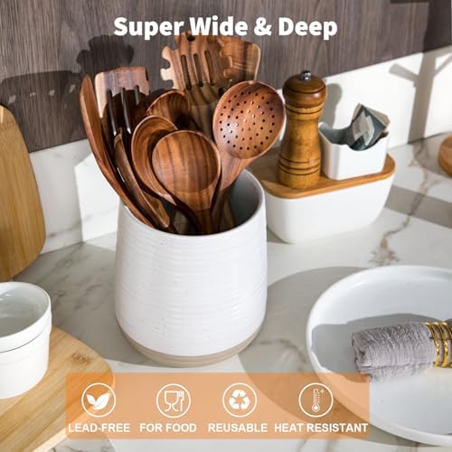6.8" Large Ceramic Utensil Holder for Kitchen Counter