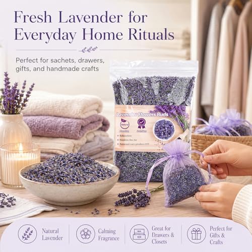 Sukh 7oz Dried Lavender Flowers - Make Sachets for Drawers and Closets