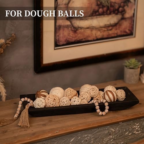 Hanobe Large Wood Decorative Dough Bowl for Coffee Table Decor, 20" Black