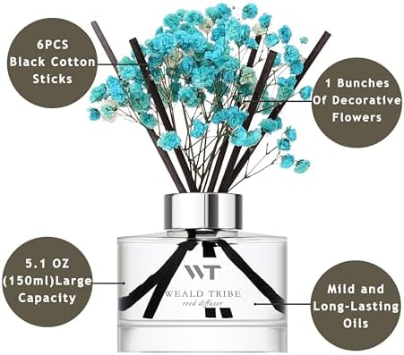 WEALD TRIBE Reed Diffuser Ocean Mist & Sea Salt Scent for Bathroom Decor