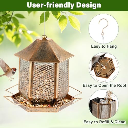 Bird Feeder 3.5LB Outside Metal Bird Feeders for Outdoor Hanging