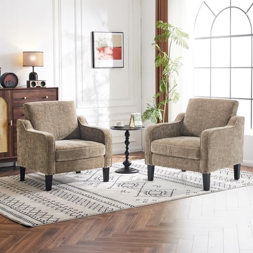 VINGLI Accent Chairs Set of 2, Chenille Upholstered Armchair Living Room