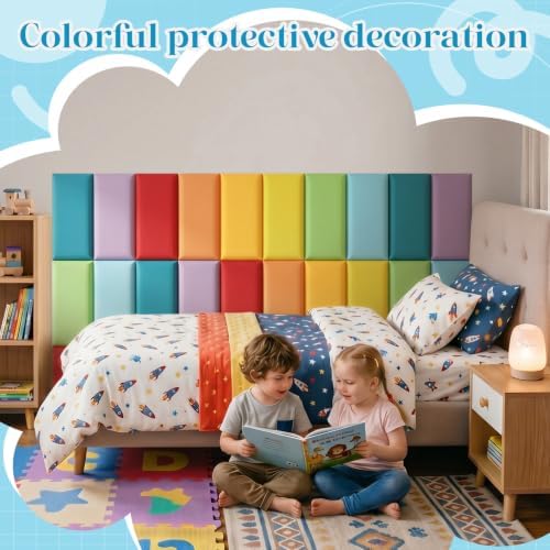 48 Pack Wall Padding Headboard 15.75" x 7.87" x 1.18" Rainbow Colors
