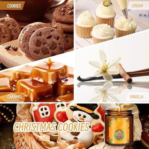 Christmas Candle, Christmas Cookies Scented Candles for Home, Holiday Candles Natural Soy Candle, Aromatherapy Candle 7 oz Jar Candles Christmas Gift for Women Men