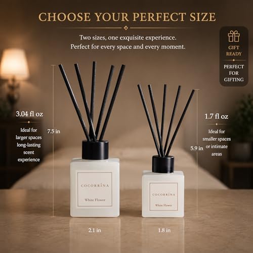 COCORRÍNA Hotel Collection Reed Diffuser Set, 3.04 fl oz Trio, Mahogany Teakwood, White Flower & White Tea, Home Fragrance for Bathroom, Bedroom, Entryway & Office