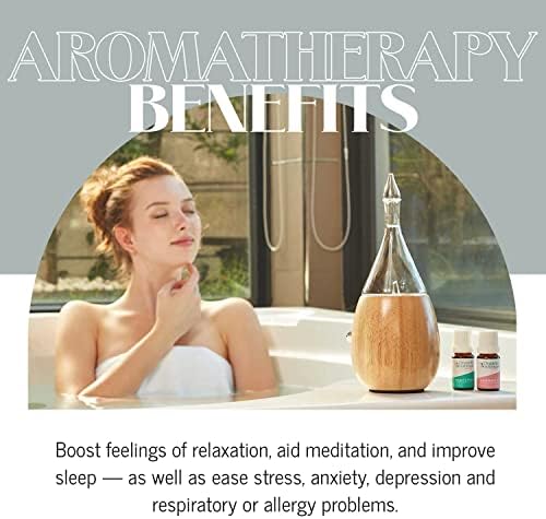 Raindrop 2.0 Aromatherapy Diffuser for Essential Oil, Waterless Glass Nebulizer w/Auto-Off Switch, BPA Free - Lightwood
