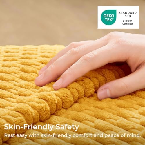 Kevin Textile Soft Corduroy 16x16 Inch Pillow Covers 2 Pack, Yellow