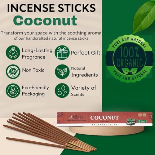 Bless-Organic-Coconut 100%-Natural-Handmade-Incense-Sticks