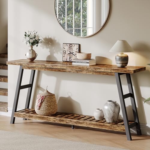 ChooChoo 70.9 Inch Long Console Tables for Entryway, Hallway Table, 2-Tier