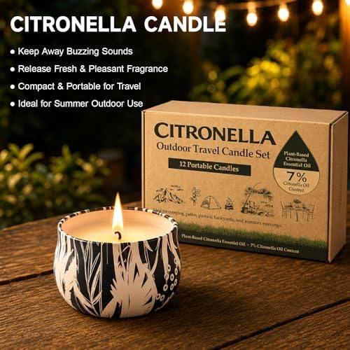 Citronella Candles Outdoor, 12 Pack Soy Wax Candle Set