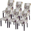 SearchI Dining Room Chair Covers Set of 6, Stretch Printed Floral Parsons Chair Slipcovers Removable Washable Kitchen Chair Protector Cover for Dining Room, Hotel, Ceremony (Flower Pattern8)