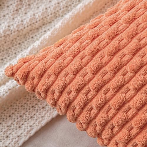 MIULEE Decorative Throw Pillow Covers 20x20 Coral Red Textured Corduroy