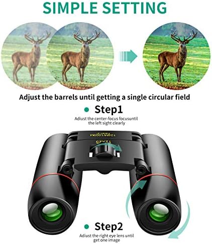 POLDR 12X25 Small Pocket Binoculars Compact for Adults
