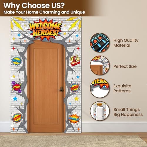 CUTHOLLOW 3Pcs Welcome Heroes Decorations Porch Sign Banner
