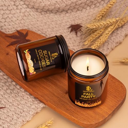 DL DREAMY DEWLA Fall Candle, Sugar Cookies Scented for Home, 7oz Soy Wax
