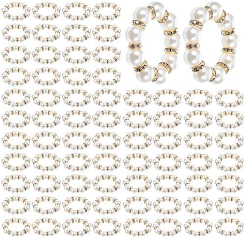 72Pcs Pearl Napkin Rings Imitation Pearl Ring Napkin Holder Delicate Gold Beaded Serviette Buckles for Wedding Christmas Dinner Banquet Decor Party Table Settings