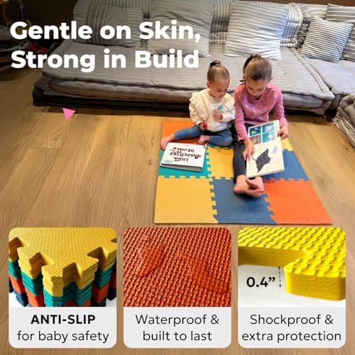 MioTetto Baby Play Mat, Comfortable Playtime Mat – Portable Foam Floor Tiles, Safe Baby mat for Floor for Crawling & Development, Soft Play mat for Babies, Stylish Interlocking Foam Tiles
