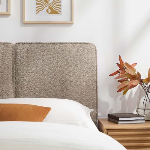 Modway Lindee Twin Size Upholstered Headboard with Slate Boucle Fabric - Pillow Style Headboard for Kid's Room or College Dorm - Fabric Twin Headboard with Adjustable Mounting Positions