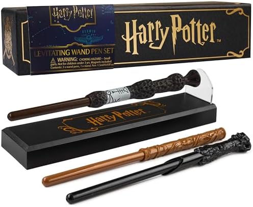 Harry Potter 3 Levitating Wand Pens Set with Magnetic Stand, Collectible Wands, Cool Desk Decor for Office School Uni, Gifts for Kids and Adults (Multi 3 Pcs)