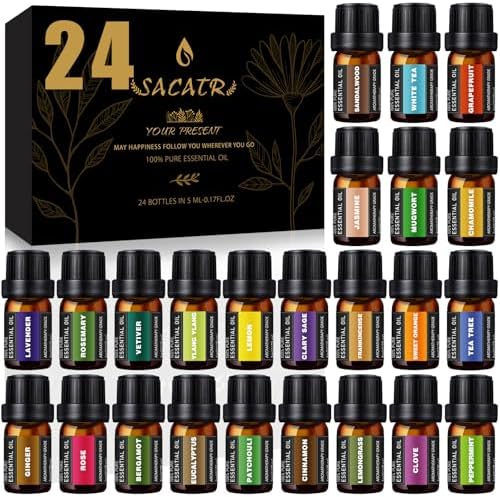 SACATR 24 Pcs Natural Essential Oil Set, Fragrance Oil Scent (24 * 5ml)