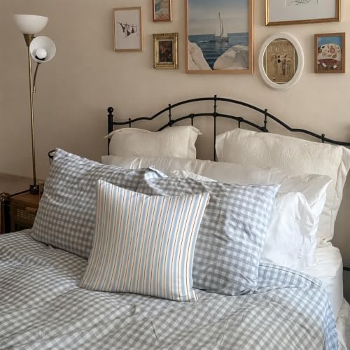 Light Blue Coastal Neutral Stripe Decor Pillow Cover 18x18