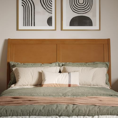AFI, Portland Full Sleigh Solid Wood Panel Headboard, Light Toffee