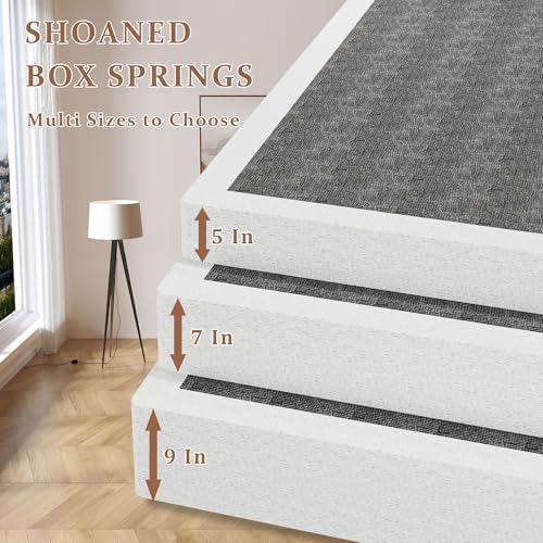 Metal Box Spring King Size - 9 Inch High Profile Heavy Duty Black Bed Base Non Slip Mattress Foundation Box Springs for King Bed, Easy Assembly, No Noise