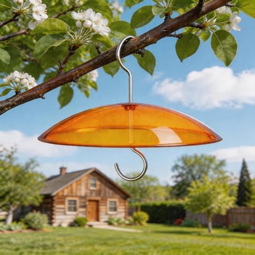 8" Mini Plastic Rain Cover for Bird Feeder, 2-Pack Yellow Weather Guard