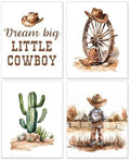BESERH Western Nursery Wall Decor, Cowboy Nursery Wall Art Prints, Rustic Country Cowboy Hats Boots Cactus Western Posters for Boys Room Playroom, 8x10 Inches Set of 4 Unframed