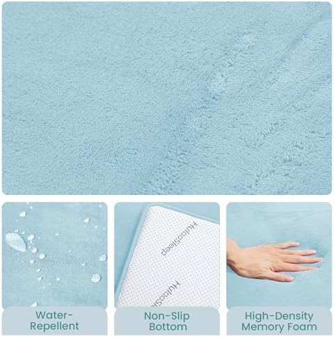 Baby Play Mat for Floor,Extra Large 59"×71" Playpen Mat for Tummy Time,Thicker Padded Elasti Foam Activity Mats,Water Repellent Ultra Soft Velvet,Non-Slip Backing Safe（Light Blue）