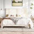 Allewie King Size Platform Bed Frame with Velvet Upholstered Headboard