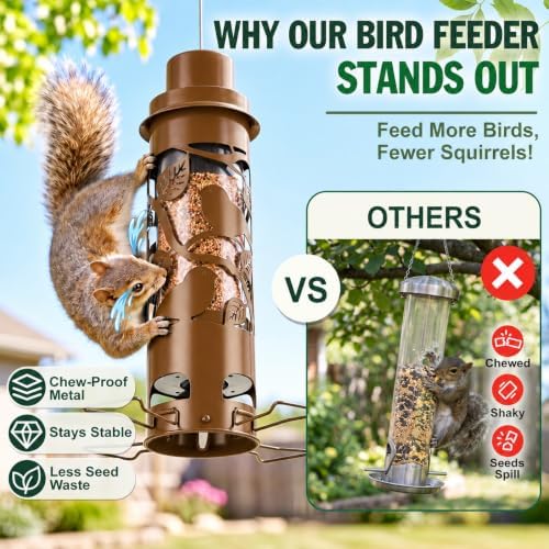 FEED GARDEN Squirrel Proof Bird Feeder for Outdoors Hanging, 2.5LB Capacity
