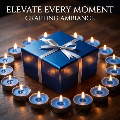 MAQIHAN Blue Tea Light Candles 25 Pack - Mini Soy Wax Votive Candles Bulk