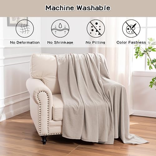 MEETSKY Small Couch Cover Oversized Armchair Sofa Covers Washable for Dogs Single Recliner Sofa Slipcover, Cat Scratch Proof Soft Sofa Throw Protector for Pets, 71" x 91", Oat