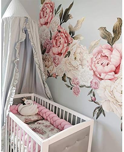 Bed Canopy with Frills Reading Nook Game Tent for Kids Boho Hanging Net Play Room Decor(Light Grey)