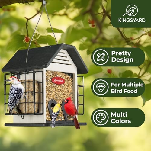 Kingsyard Large Recycled Poly Lumber Bird Feeder for Outdoor Hanging