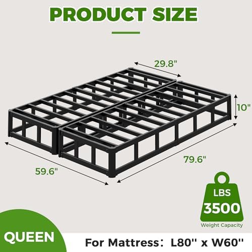 EMODA 10 Inch Split Queen Box Spring Bed Base with Fabric Cover