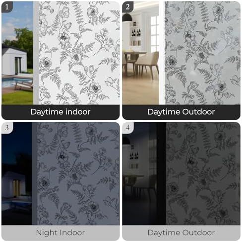 ADD.HERES Window Privacy Film, Glass Decorative Static Cling, 17.5" x 78.7"
