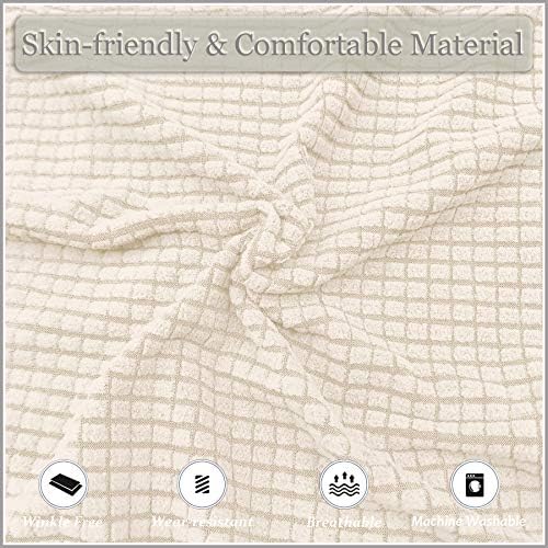 2 Piece Tub Chair Covers with Cushion Cover, Stretch Jacquard Furniture Cover,Armchair Protector Slipcover Removable Machine Washable (Beige Yellow)