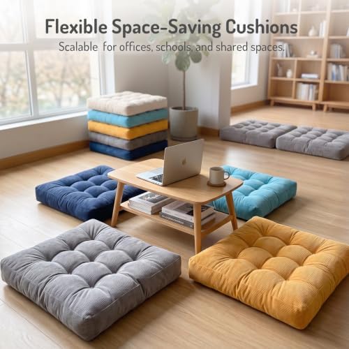 Floor Pillows Set of 2, Large Meditation Cushion for Adults, 22 Inch Square