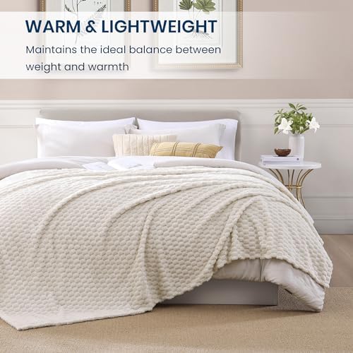 Monbix Twin Blanket for Couch-Room Decor Fuzzy Fleece Flannel Bed Blankets