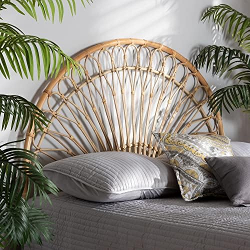 Bali & pari Devereaux Modern Bohemian Natural Rattan Queen Size Standalone Headboard