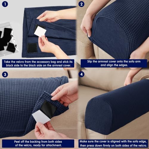 SUBRTEX Stretch Couch Arm Covers Set of 2, Non-Slip Sofa Armrest Slipcovers
