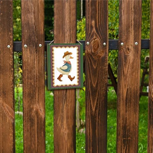 FUGWN Western Cowboy Duck Nursery Hanging Wooden Signs 8x10, Cowboy Duck Farm Animal Nursery Wall Decor Wood Plaque Hanging Decorations for Kids Toddler Boys Room Bedroom Playroom Door Decor