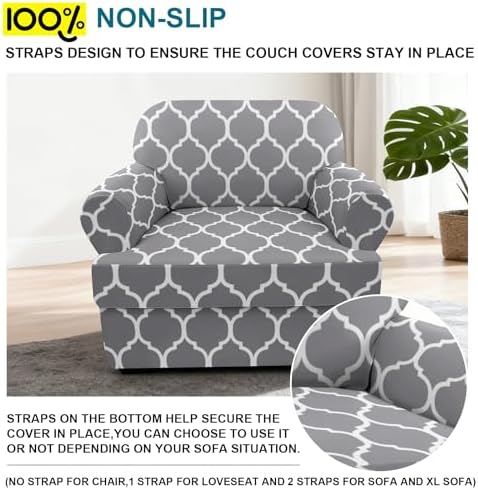 NILUOH 2-Piece T-Cushion Armchair Slipcover, Stretch Chair Cover with Separate Seat Cushion Cover, Soft Washable Furniture Protector for Living Room